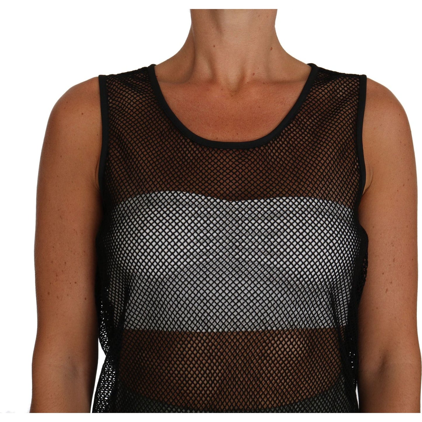 Dolce & Gabbana Elegant Black Mesh Sleeveless Blouse Top Dolce & Gabbana