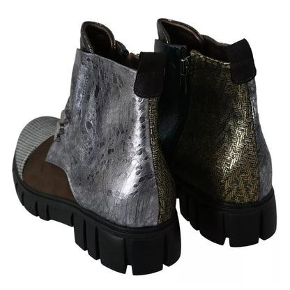 EBARRITO Multicolor Leather Suede Zipper Ankle Boots Shoes