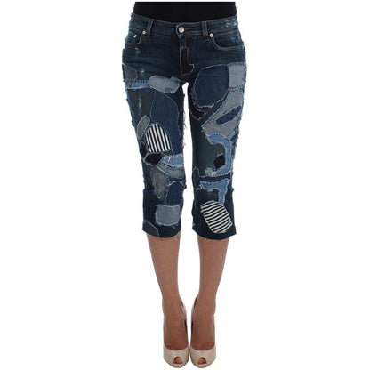 Dolce & Gabbana Stretch Blue Patchwork Jeans Shorts