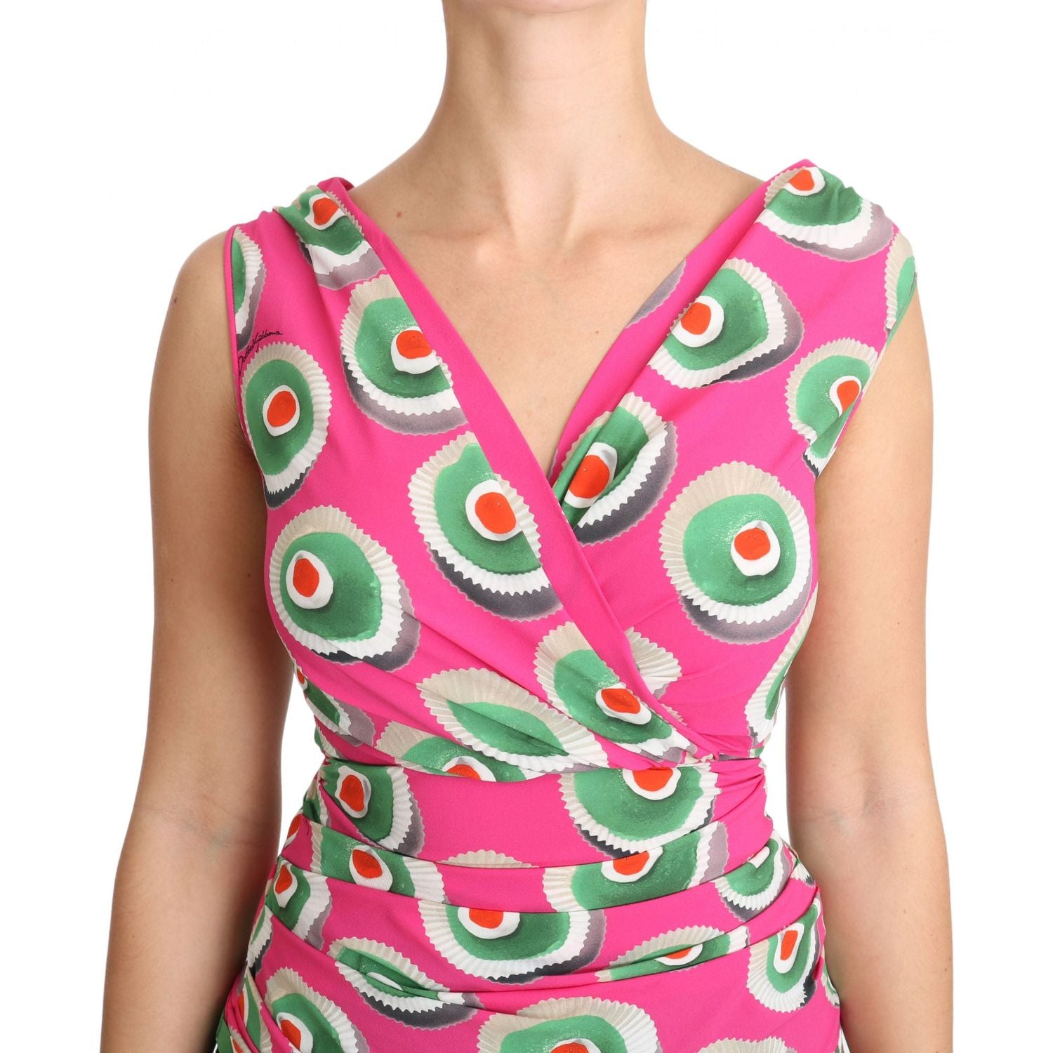 Dolce & Gabbana Pink Silk Stretch Sicilian Cake Top