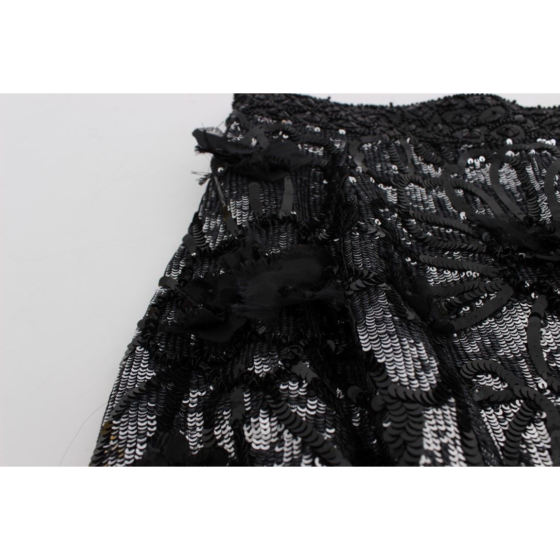 Dolce & Gabbana Black Crystal Sequined Mini Shorts