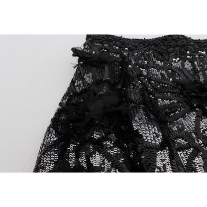 Dolce & Gabbana Black Crystal Sequined Mini Shorts