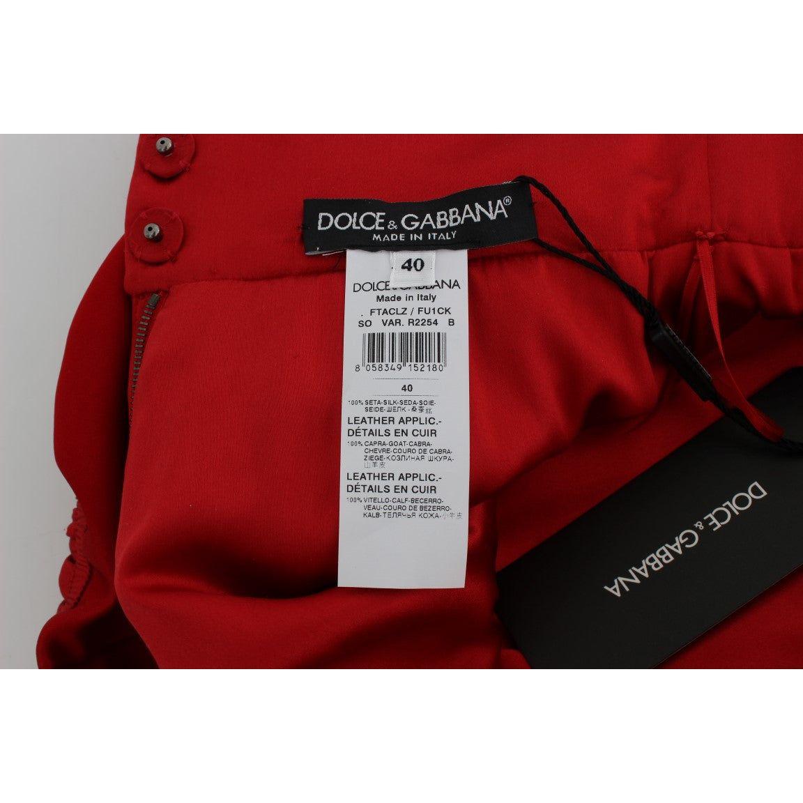 Dolce & Gabbana Red Silk Roses Sicily Shorts