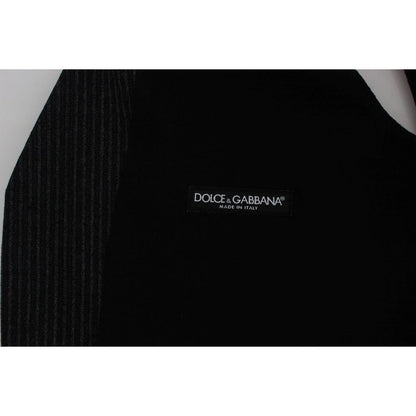 Dolce & Gabbana Gray Striped Formal Vest