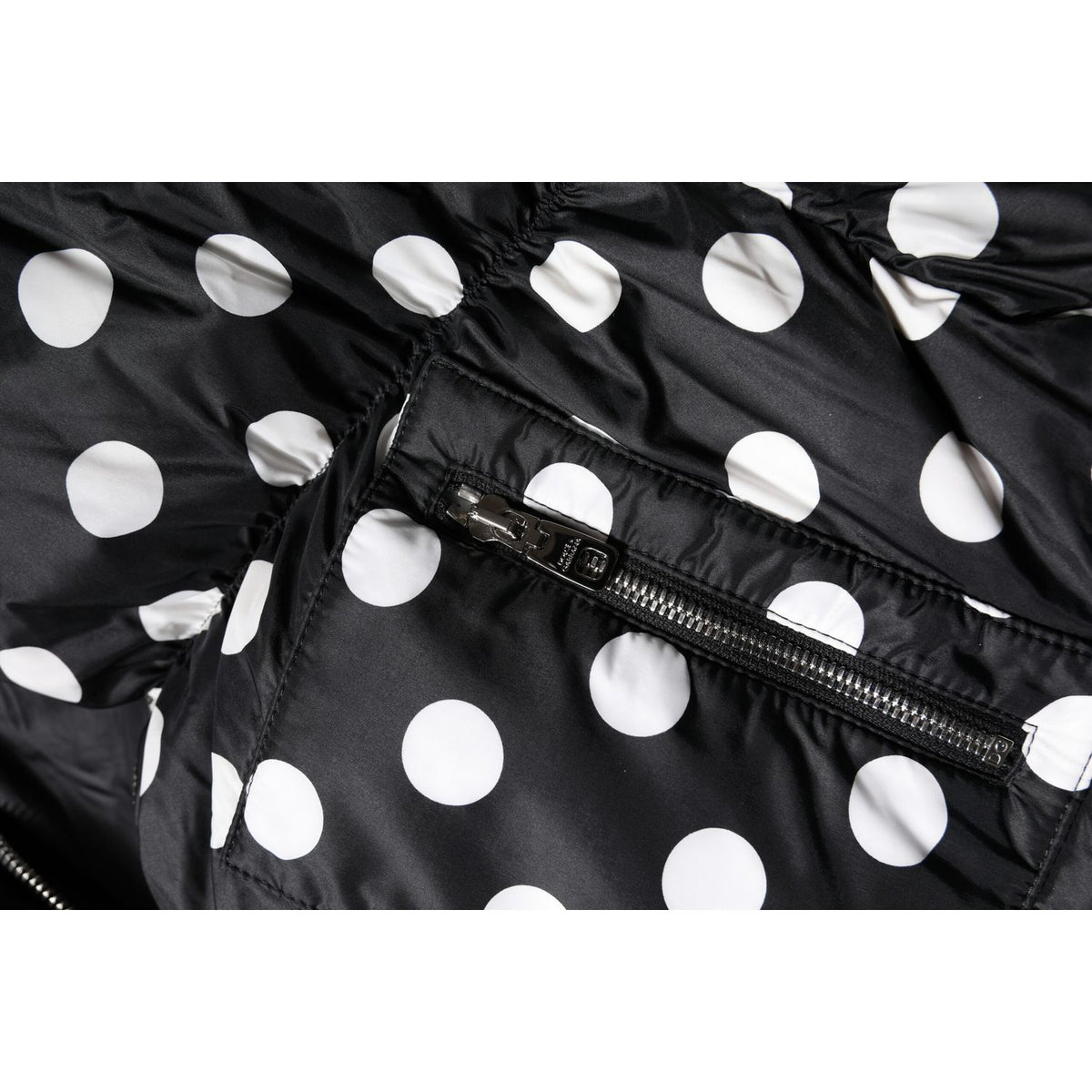 Dolce & Gabbana Black White Polka Dot Full Zip Puffer Jacket