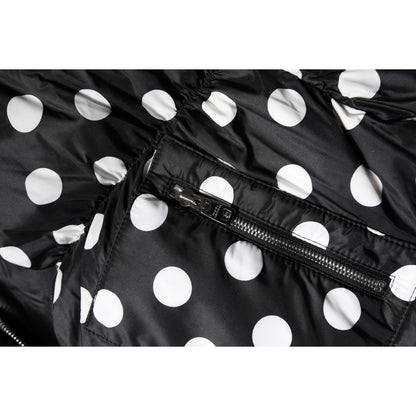 Dolce & Gabbana Black White Polka Dot Full Zip Puffer Jacket