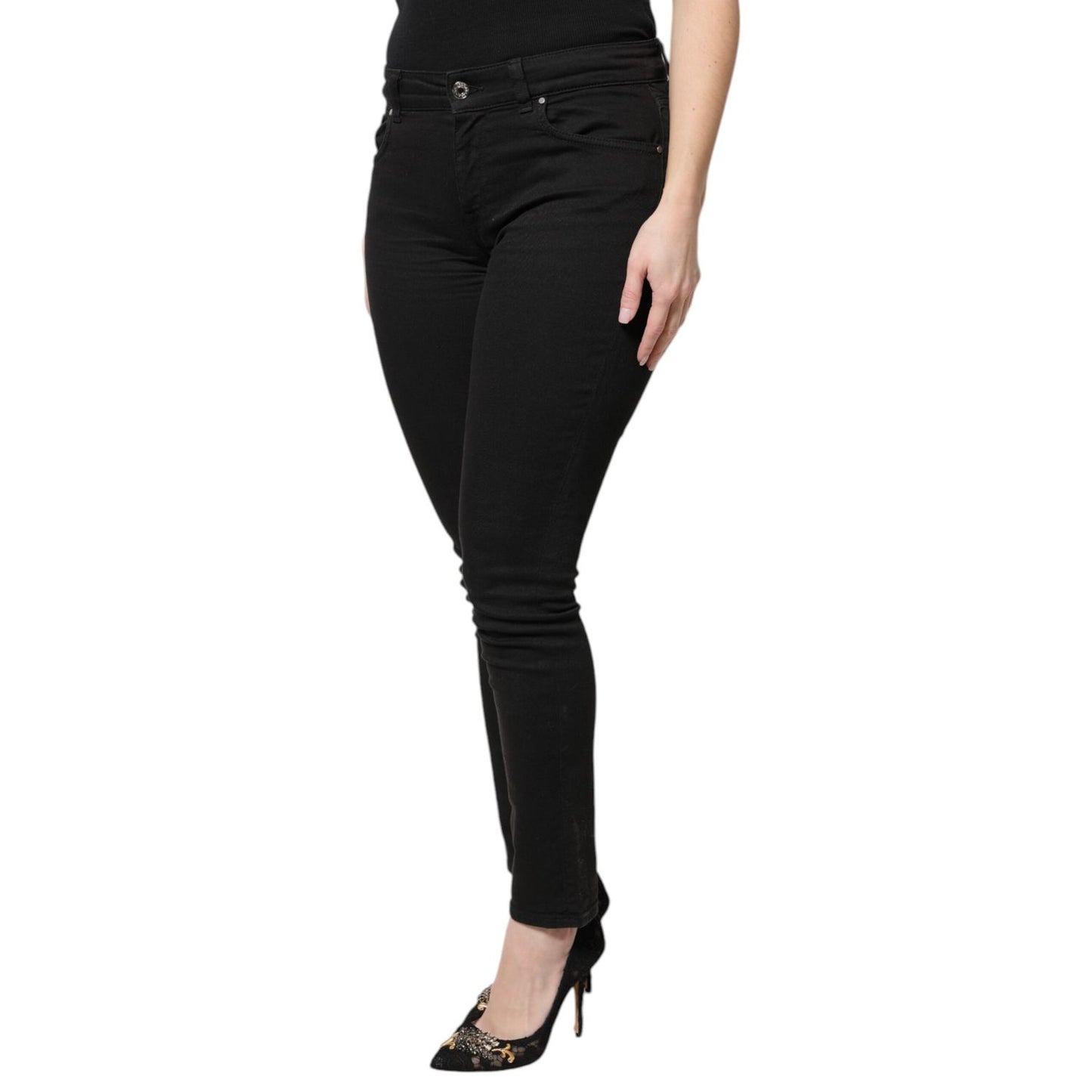 Dolce & Gabbana Black Cotton High Waist Skinny Denim Jeans