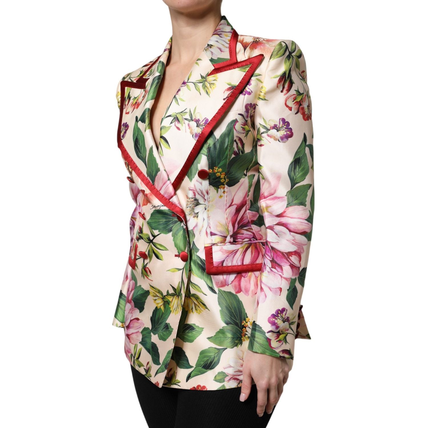 Dolce & Gabbana Multicolor Floral Double Breasted Jacket