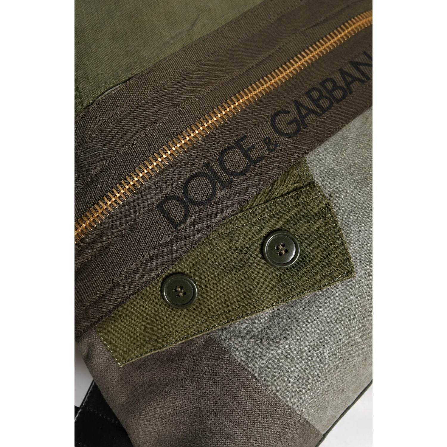 Dolce & Gabbana Military Green Patchwork Rucksack Backpack Bag