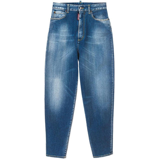Dsquared² Blue Cotton High-Waisted Jean