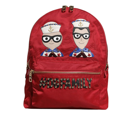 Dolce & Gabbana Red #DGFAMILY VULCANO Embellishment Backpack Bag 1728,67345645728,Backpacks - Bags,Backpacks - Women - Bags,Bags,Dolce & Gabbana,Material: 74% Nylon 20% Calf Leather 6% PC,New with tags,Red,Women,Women - Bags