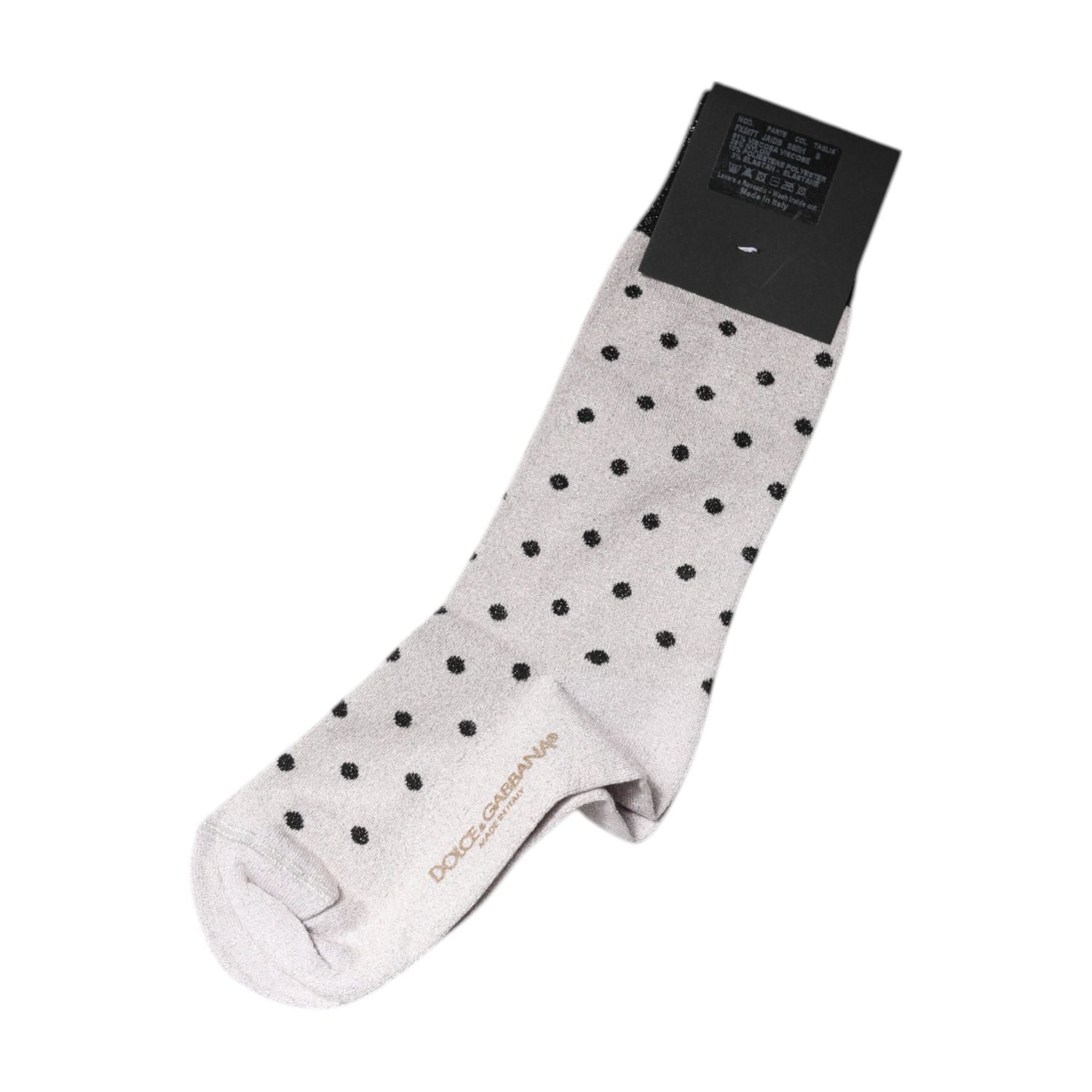 Dolce & Gabbana Gray Viscose Stretch Dotted Socks