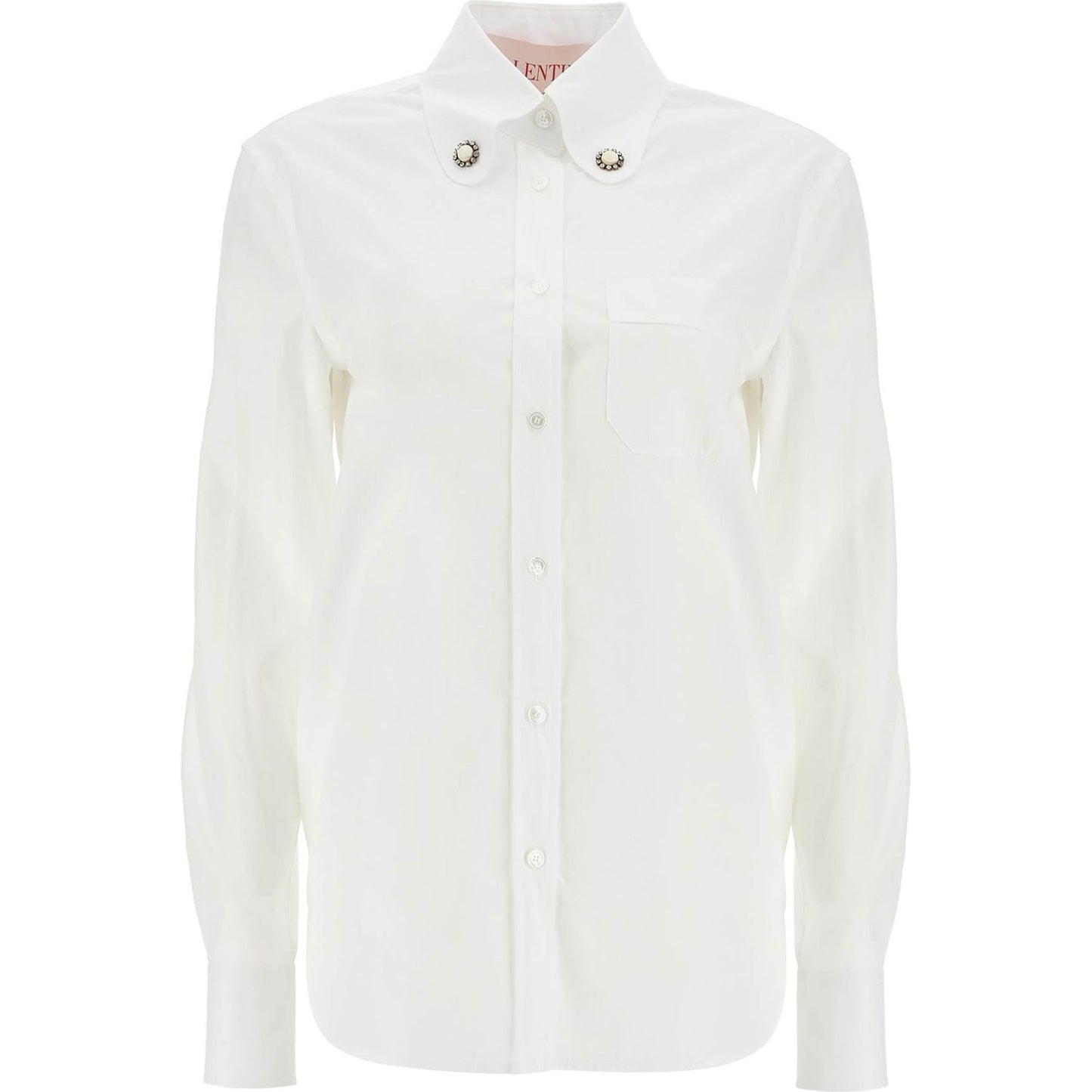 Valentino Garavani structured collar white optical long sleeve cotton shirt Topwear Valentino Garavani