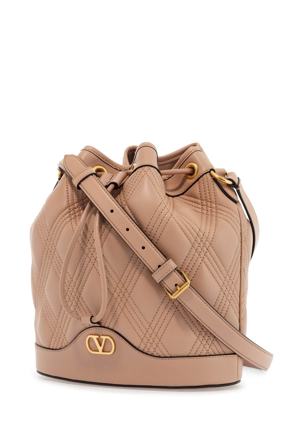 Valentino Garavani quilted pink leather bucket crossbody bag with golden details Handbag Valentino Garavani