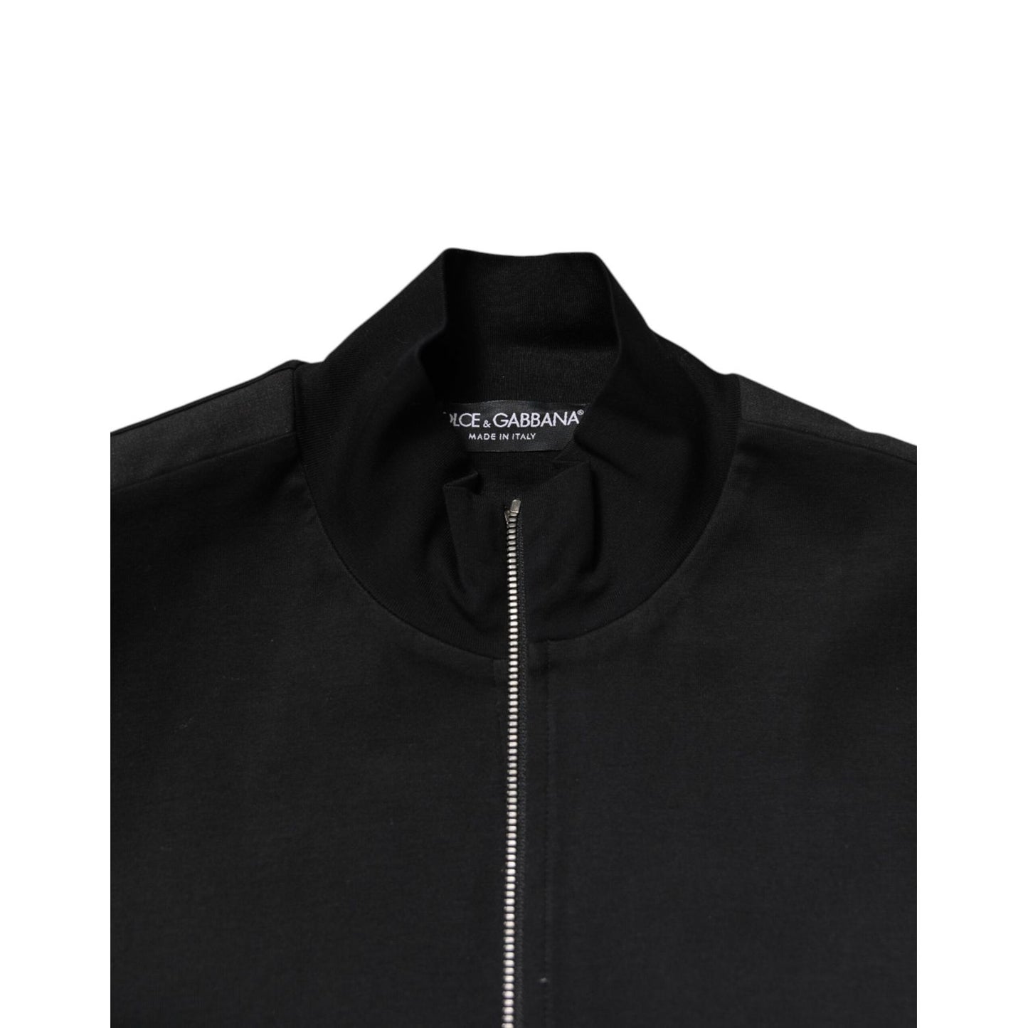 Dolce & Gabbana Black Cotton Logo Full Zip Men Bomber Jacket