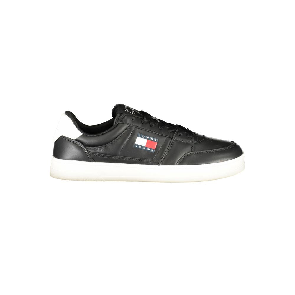Tommy Hilfiger Black Leather Men Sneaker