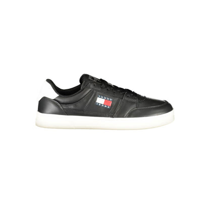 Tommy Hilfiger Black Leather Men Sneaker