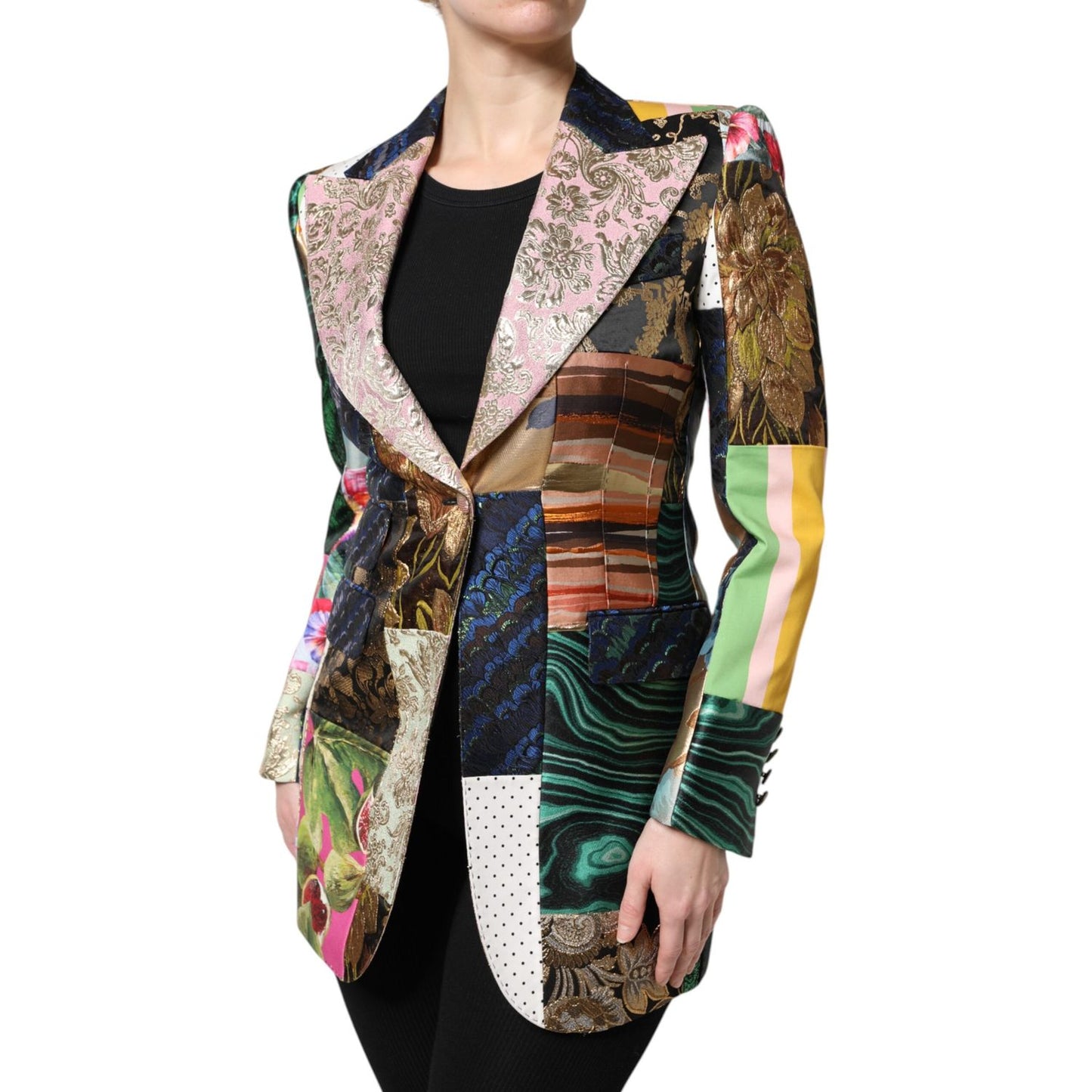 Dolce & Gabbana Multicolor Floral Patchwork Jacquard Jacket
