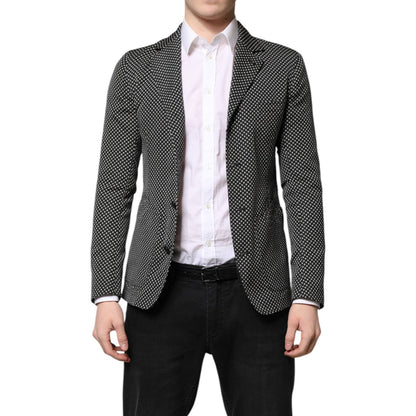 Dolce & Gabbana Dark Gray White Patterned Men Suit Coat Blazer