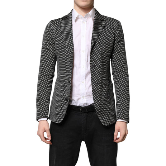 Dolce & Gabbana Dark Gray White Patterned Men Suit Coat Blazer