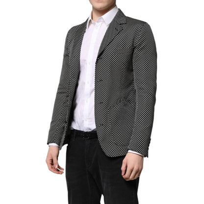 Dolce & Gabbana Dark Gray White Patterned Men Suit Coat Blazer