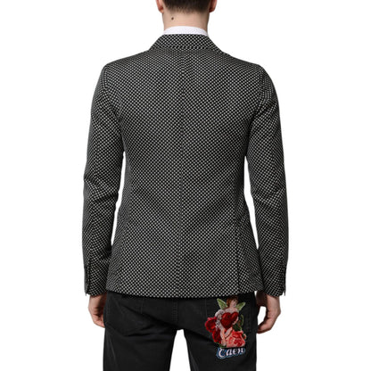 Dolce & Gabbana Dark Gray White Patterned Men Suit Coat Blazer