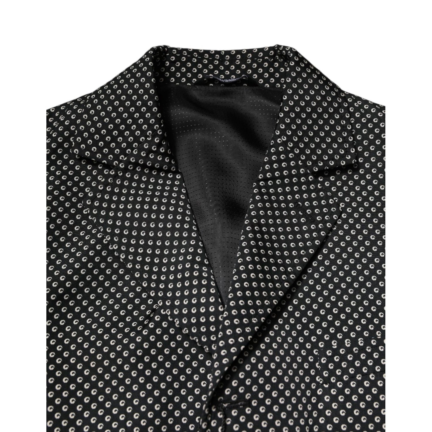 Dolce & Gabbana Dark Gray White Patterned Men Suit Coat Blazer