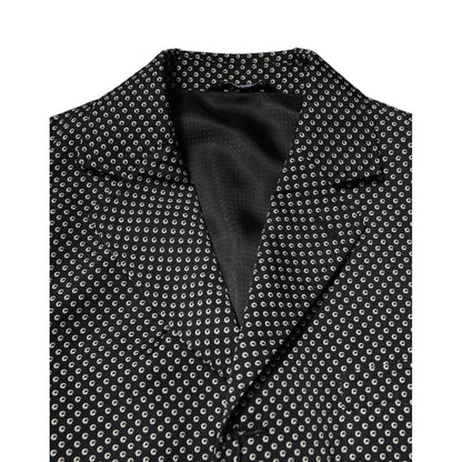 Dolce & Gabbana Dark Gray White Patterned Men Suit Coat Blazer