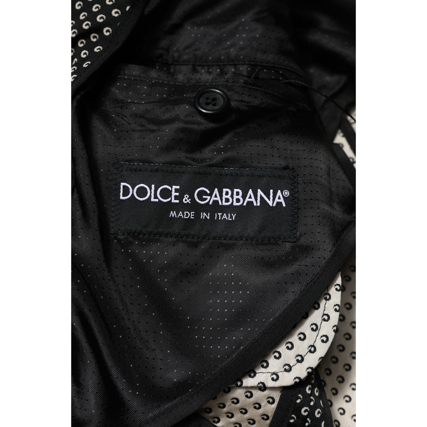 Dolce & Gabbana Dark Gray White Patterned Men Suit Coat Blazer