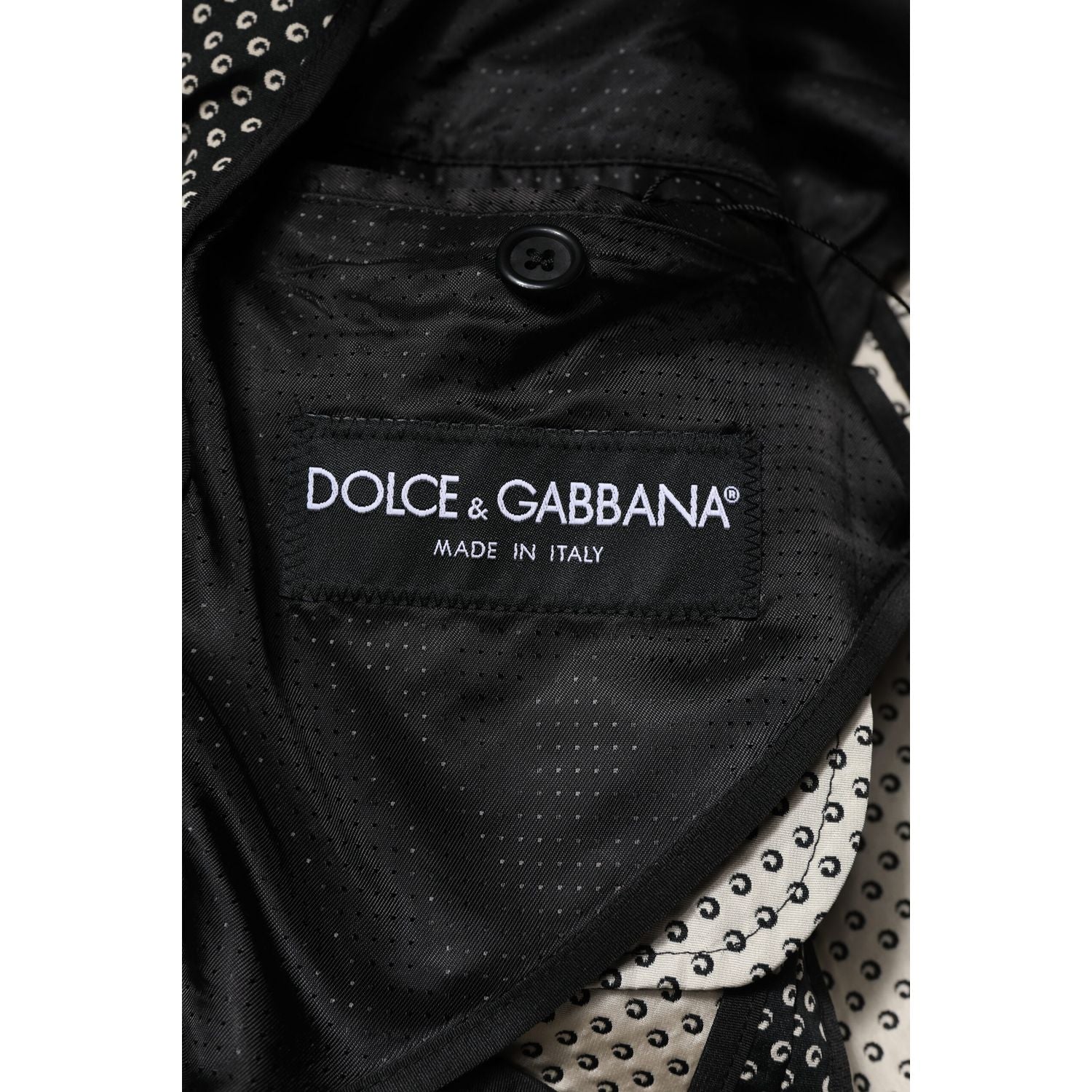 Dolce & Gabbana Dark Gray White Patterned Men Suit Coat Blazer