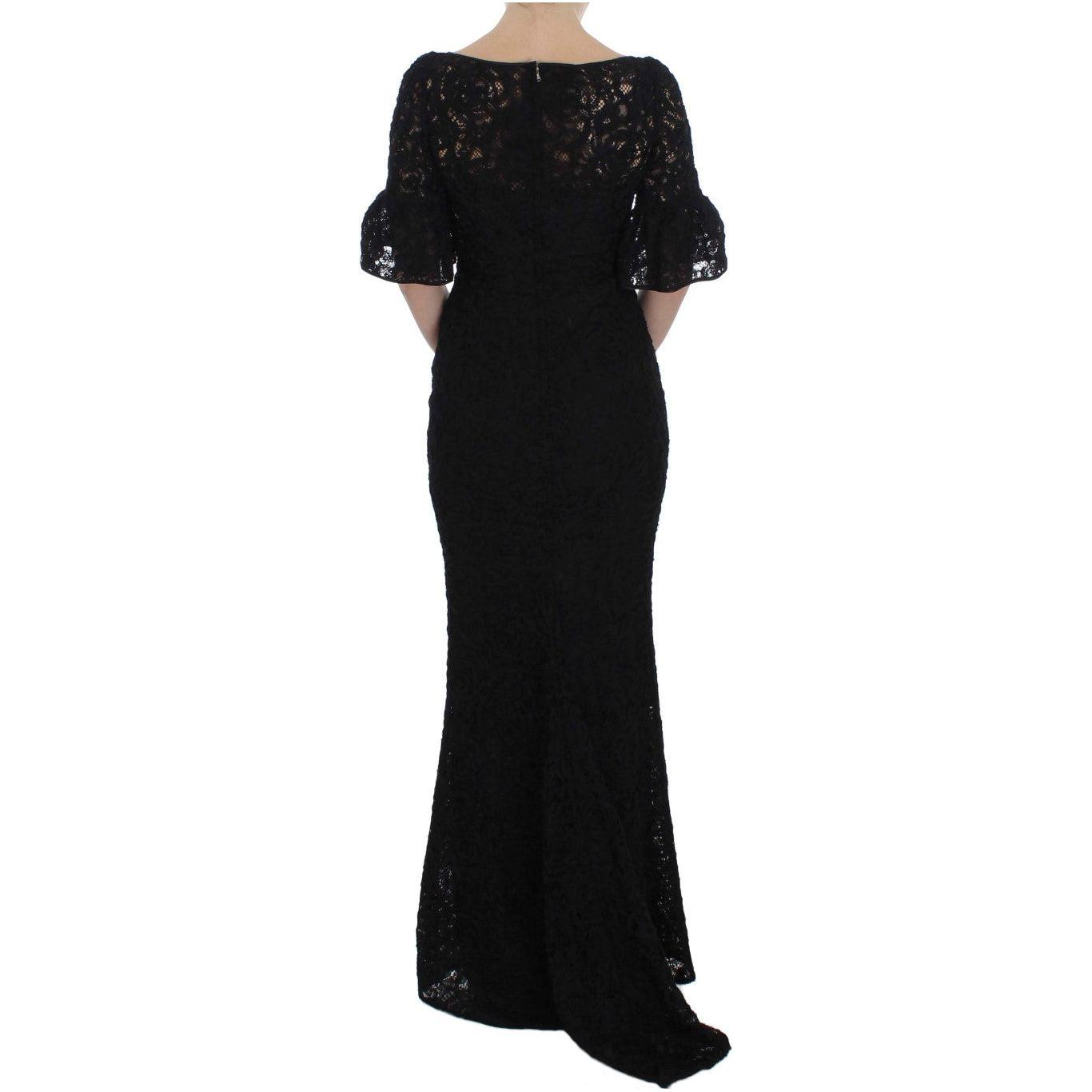 Dolce & Gabbana Elegant Black Floral Lace Maxi Dress Dolce & Gabbana