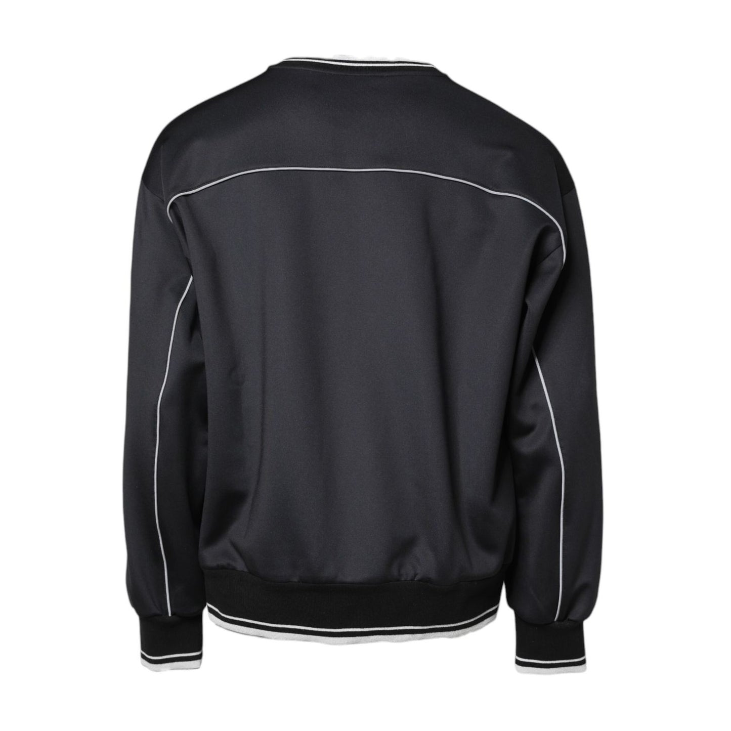 Dolce & Gabbana Black Logo Polyester Crew Neck Men Pullover Sweater