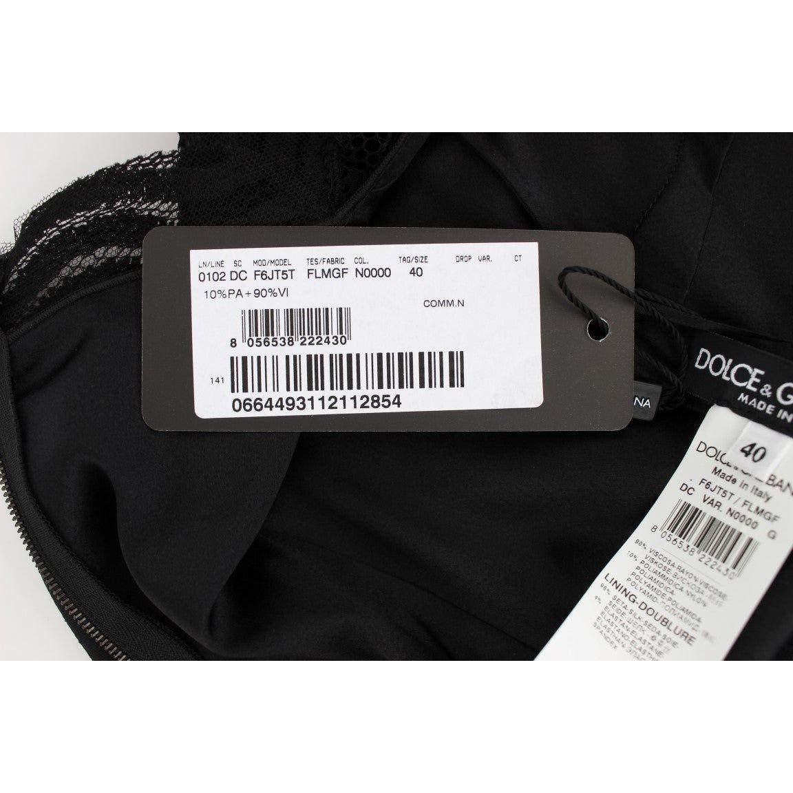 فستان ماكسي أنيق من الدانتيل باللون الأسود من دولتشي آند غابانا