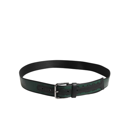 Dolce & Gabbana Green Black Polyester DG Logo Buckle Belt