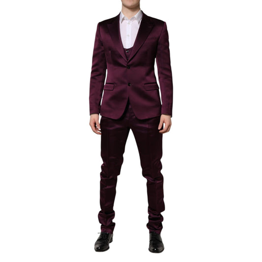 Dolce & Gabbana Dark Purple Silk 3Piece Single Breasted Suit