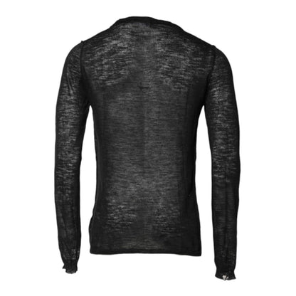 Dolce & Gabbana Black Polyester Crew Neck Pullover Sweater