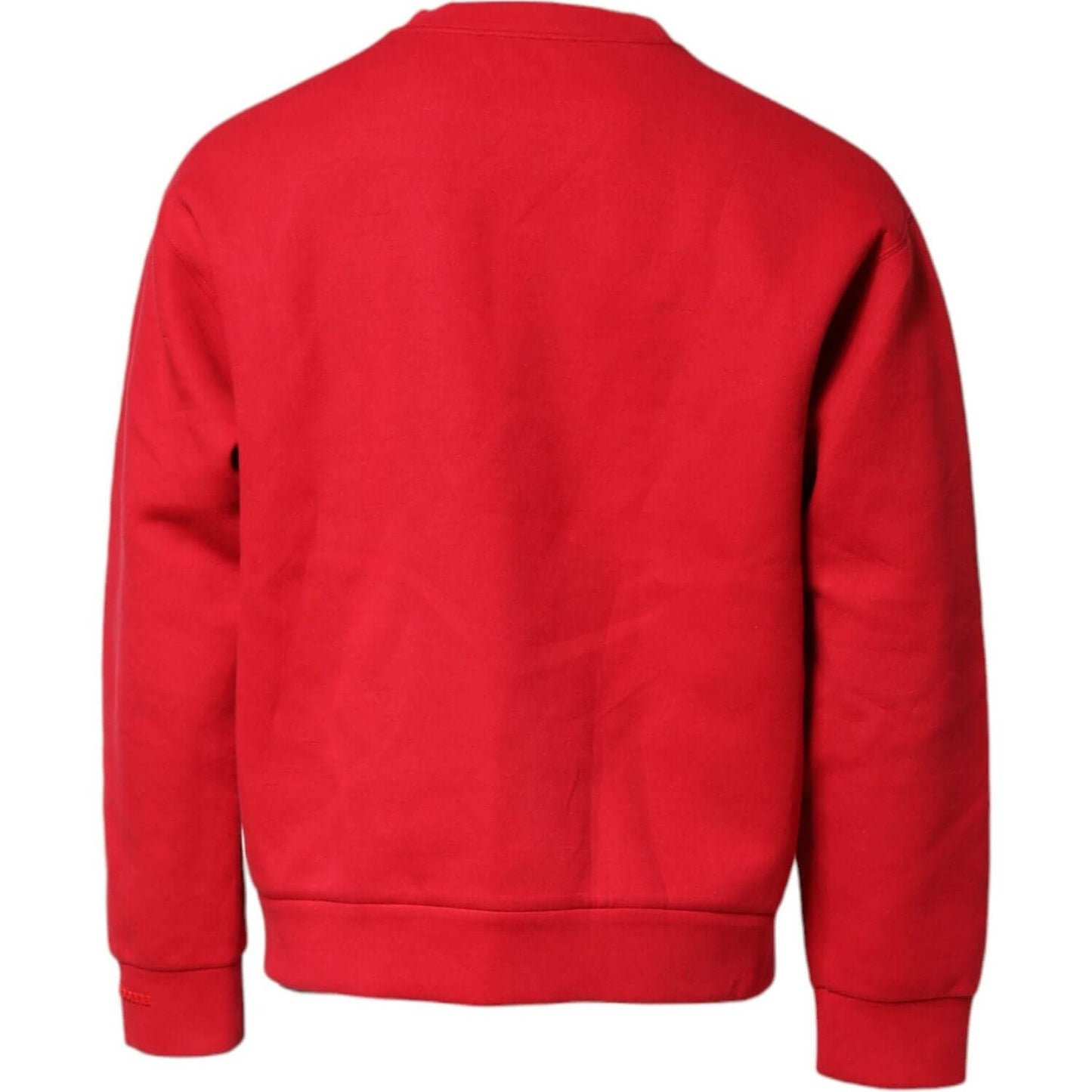 Dolce & Gabbana Red Embossed Logo Cotton Crew Neck Sweater