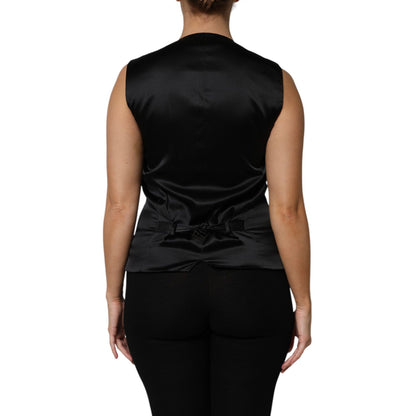 Dolce & Gabbana Silver Floral Jacquard Sleeveless Vest Top