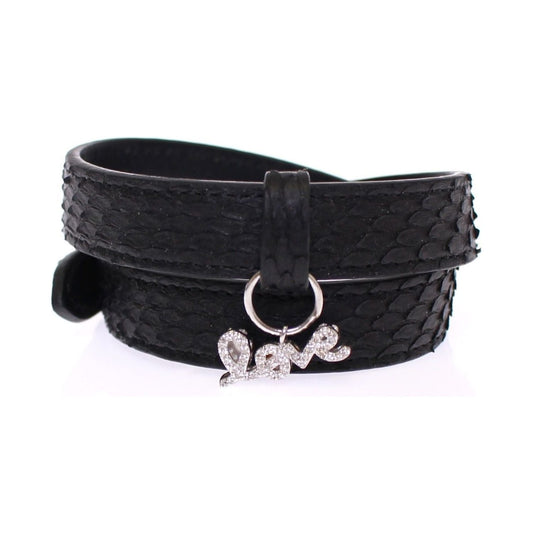 Nialaya Snakeskin CZ LOVE 925 Silver Bracelet