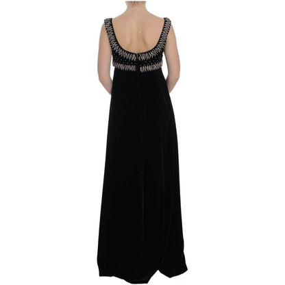 Dolce & Gabbana Brown Velvet Crystal Sheath Gown Dress