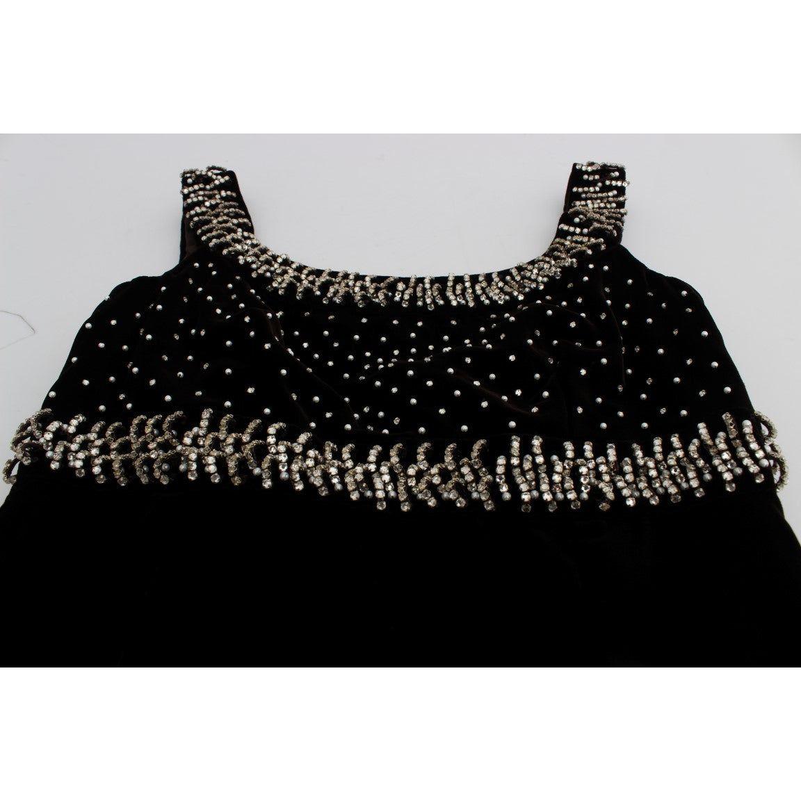 فستان دولتشي آند غابانا الأنيق المصنوع من المخمل البني والمزين بالكريستال