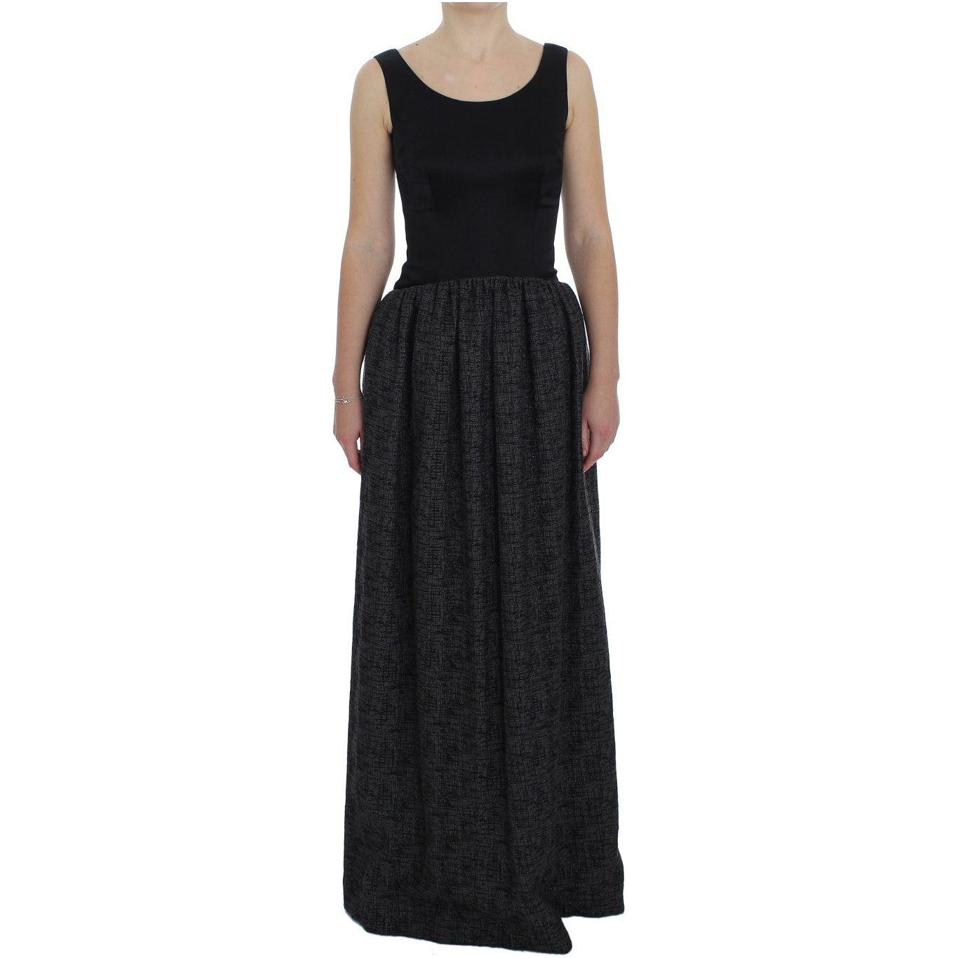 Dolce & Gabbana Black Gray Sheath Gown Full Length Dress
