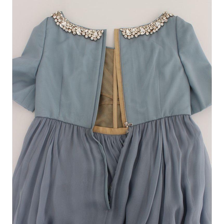 فستان حرير أنيق مزين بالكريستال من دولتشي آند غابانا