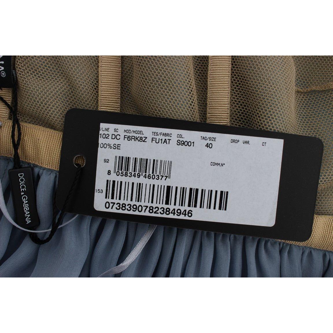 فستان حرير أنيق مزين بالكريستال من دولتشي آند غابانا