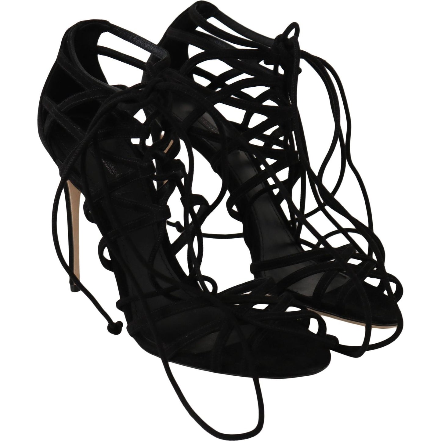 Dolce & Gabbana Black Suede Strap Stilettos Sandals