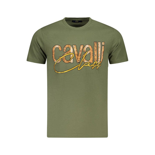 Cavalli Class Verde Cotton Men T-Shirt 1728,67403481248,Cavalli Class,Clothing,Green,L,M,Men,New with tags,T-Shirts - Clothing,T-Shirts - T-Shirts - Clothing,XL,XXL