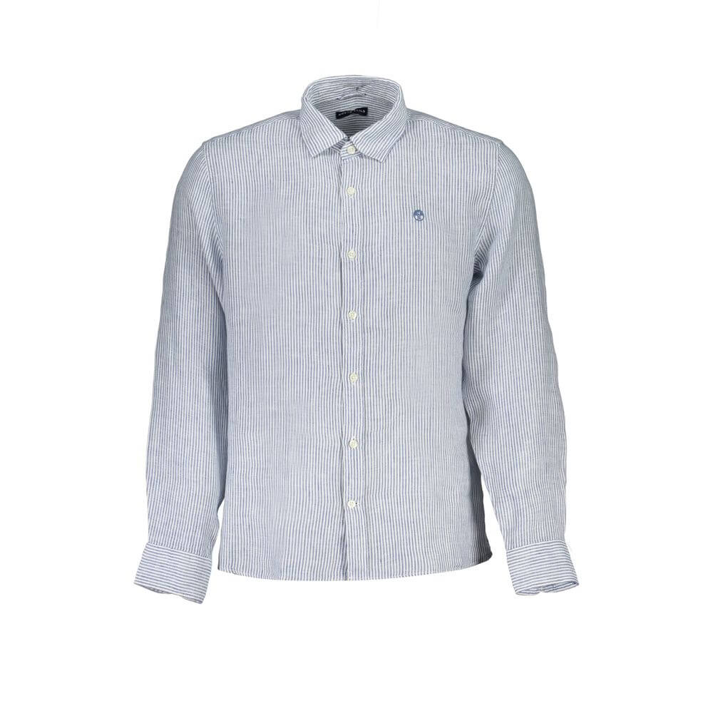 North Sails Blue Linen Men Shirt