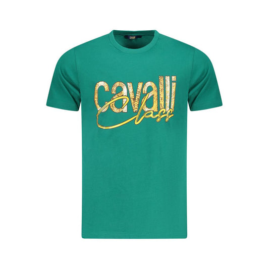 Cavalli Class Verde Cotton Men T-Shirt 1728,67403481248,Cavalli Class,Clothing,Green,L,M,Men,New with tags,T-Shirts - Clothing,T-Shirts - T-Shirts - Clothing,XL,XXL