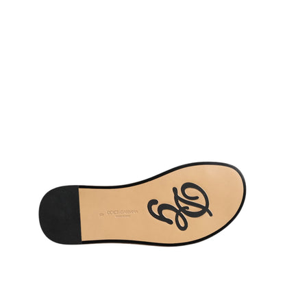 Dolce & Gabbana Black Monochrome Braided Raffia Slides Shoes