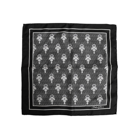 Dolce & Gabbana Black White Printed Square Foulard Scarf